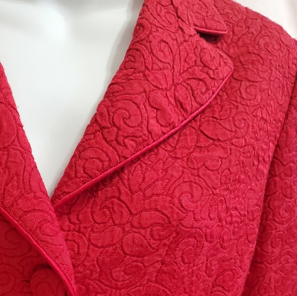 Like NEW Maggy London 2 Piece Primary Red Matelassé Skirt Suit Sz 6 - Picture 8 of 15